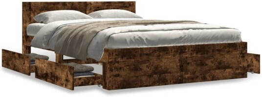 Sengeramme med hodegavl røkt eik 135x190 cm konstruert tre 8721102856051