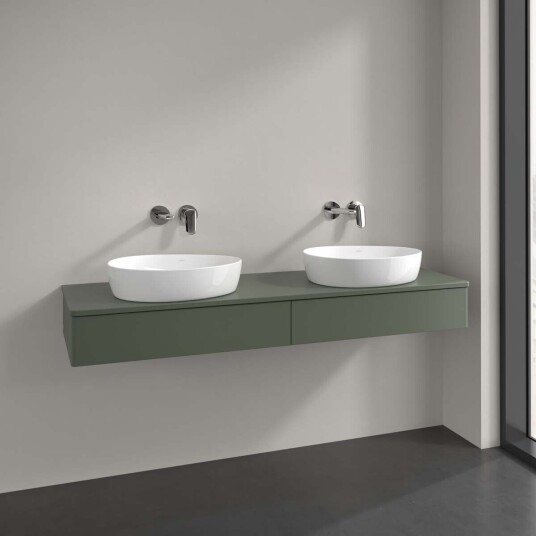 Villeroy & Boch Antao Servantskap med 2 skuffer 160x50x19 cm m/lys Grønn Matt Villeroy & Boch Antao Servantskap med 2 skuffer 160x50x19 cm m/lys Grønn Matt