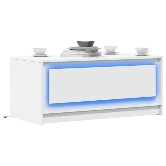  Salongbord med LED-lys hvit konstruert tre 851984