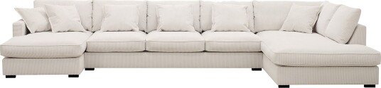 Rossita Lyx 6 seters venstrevendt U formet ekstra dyp sofa med divan og sjeselong i manchester Naturhvit