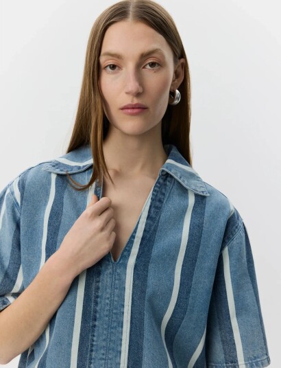 Sofie Schnoor Makisw Striped Denim Shirt Blue 34