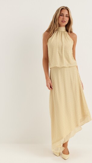 Bubbleroom Occasion Asymmetric Chiffon Halterneck Dress
