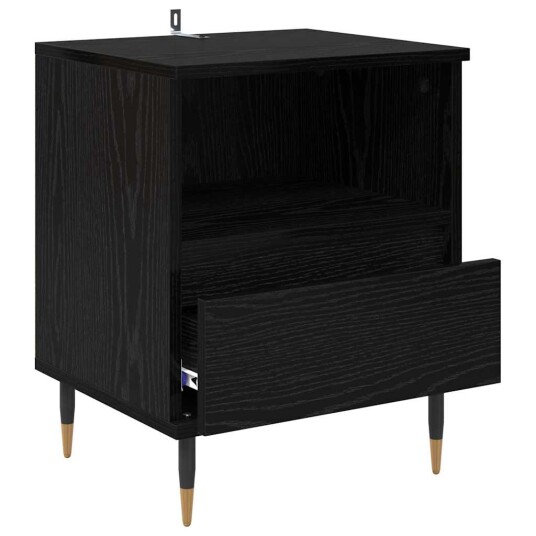  Nattbordskap 2 pcs Svart eik 40 x 35 x 50 cm Konstruert tre