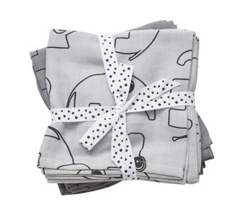 Done by Deer ™ Burp Cloth 2-Pack Kontur Grå