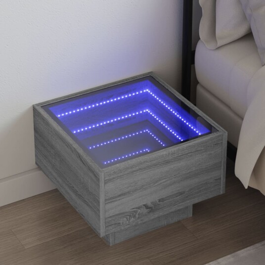  Salongbord med Infinity LED grå sonoma 40x40x30 cm 3284068