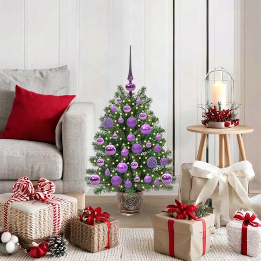  Kunstig juletre med 150 LED med stativ grønn 75 cm PE og PVC