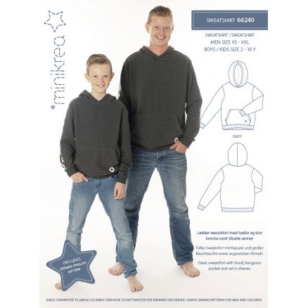 MiniKrea Snittmønster 66240 Sweatshirt Str 2 16 år