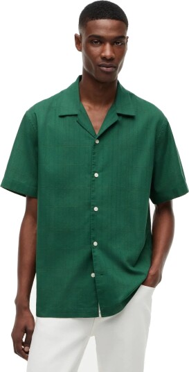 Tommy Hilfiger Open Structure Windowpane Shirt   Green   L