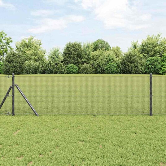 oppsveiset gjerde med 7 påler grå 0.6x10 m stål