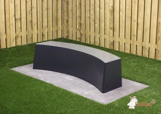 Oval Parkbenk Lakkert Betong   HeBlad