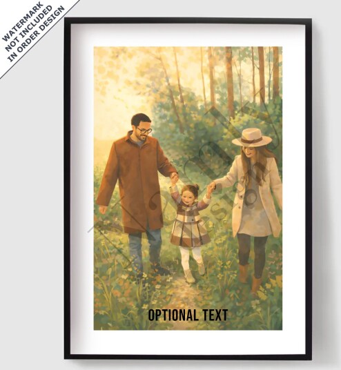 Personalisert Plakat Eventyrbok Familie Kunst AI Plakat