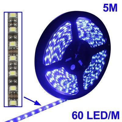 Blå LED Stripe 5050 SMD 60 LED/M Length: 5M