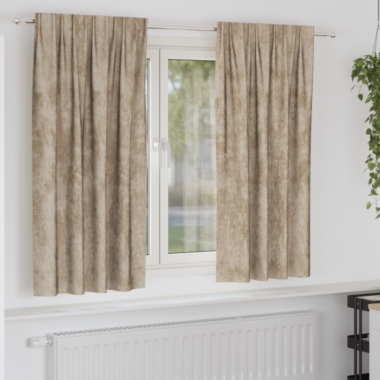 Gardin med gardiner 2 pcs champagne 175 x 140 cm Fløyel Gardin med gardiner 2 pcs champagne 175 x 140 cm Fløyel