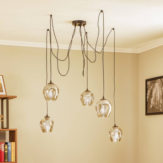 EMIBIG LIGHTING Starla pendellampe desentral 5-lk. glass grafitt EMIBIG LIGHTING Starla pendellampe desentral 5-lk. glass grafitt