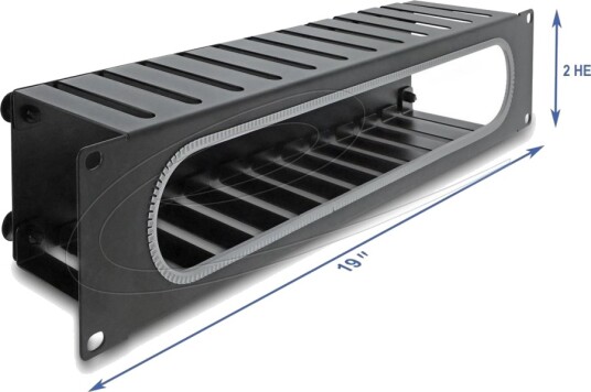Delock Rack Kabelhåndteringsrutepanel Med ÅpningsOg Kantbeskyttelse Svart Ral 9005 2U 19" 67279