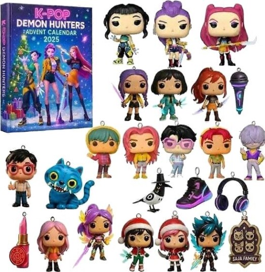 Kpop Demon Hunters Adventskalender 2025 Samleobjekter 2D Akryl Anheng Juletrepynt Julegaver