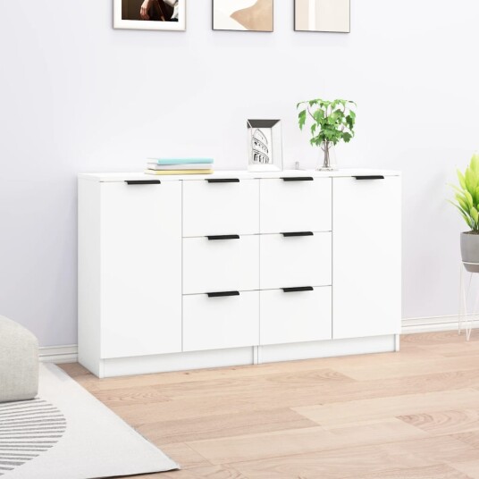 vidaXL Skjenker 2 stk hvit 60x30x70 cm konstruert tre