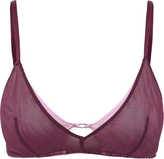 Understatement Underwear Mesh Double Triangle Bralette Burgundy XS