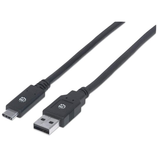 MANHATTAN USB 3.1 Gen 1 Device Cable 2m Type-A Male to Type-C Male 5 Gbps Black