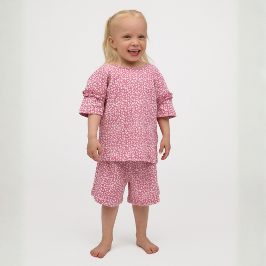 Gullkorn   2 delt Sommersett Kaoli Rosa Print   122 128