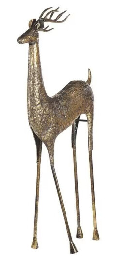 Beliani Figur Gull Reinsdyr Metall Glanset Finish 126 cm Juledekorasjonsfigur Dekorasjonsobjekt
