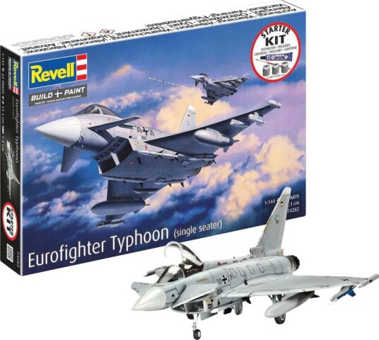 Revell Eurofighter Typhoon Enseter Modellfly Byggesett 1:144 63 Deler
