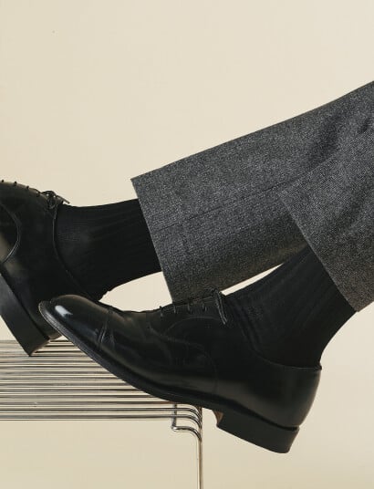 AN IVY Black Ribbed Socks - Black - 43-46 AN IVY Black Ribbed Socks - Black - 43-46