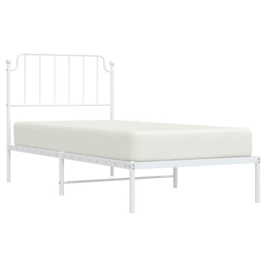 vidaXL Sengeramme i metall med hodegavl hvit 90x190 cm 8721012212374