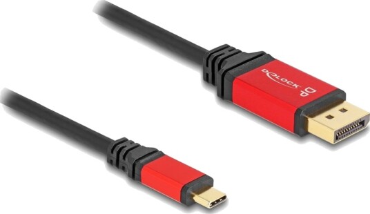 Delock Adapterkabel 24 Pin Usb C Hann Til Displayport Hann 2 M 8K Støtte Støtte For Dp Alt Modus Hdr10 Støtte Svart Rød