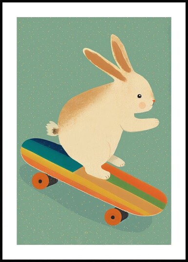 Skateboarding Bunny Plakat / 100x150cm