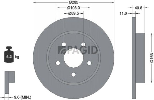 PAGID 54337NC Bremseskive PAGID 54337NC Bremseskive
