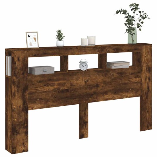  Sengegavl med LED røkt eik 180x18,5x103,5 cm konstruert tre 8721012259461