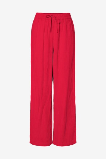pieces - Bukser pcSastina HW Wide Pants Wvn BC - Rød