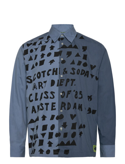 Scotch & Soda Relaxed-Fit Letters Poplin Shirt - Blue - M Scotch & Soda Relaxed-Fit Letters Poplin Shirt - Blue - M
