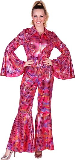 Thetru B.v. Disco Jumpsuit Rosa Fargeskimrende Kostyme Medium 3591-4300-000M