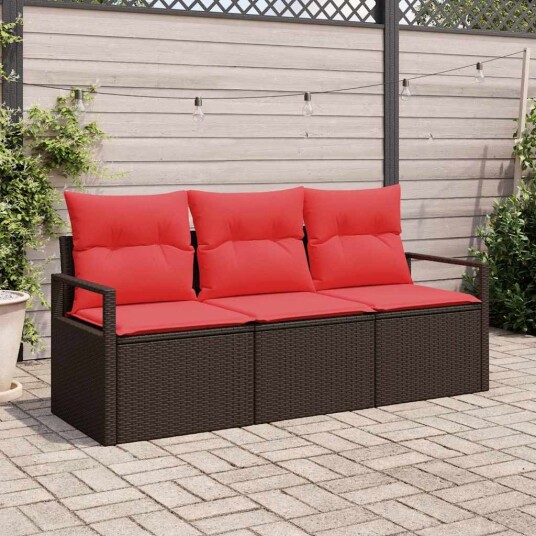vidaXL Sofa sett 3 pcs Brun polyrotting