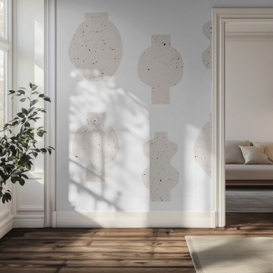 Tapet Beige Vase Mønster Tapet Beige Vase Mønster