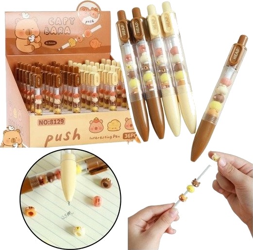 Leantoys Kulepenn Med Figurer Kapybara Brun/Beige Svart Refill