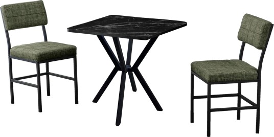 Stedum spisegruppe bord 70 cm + 2 stoler - Grønn og Svart