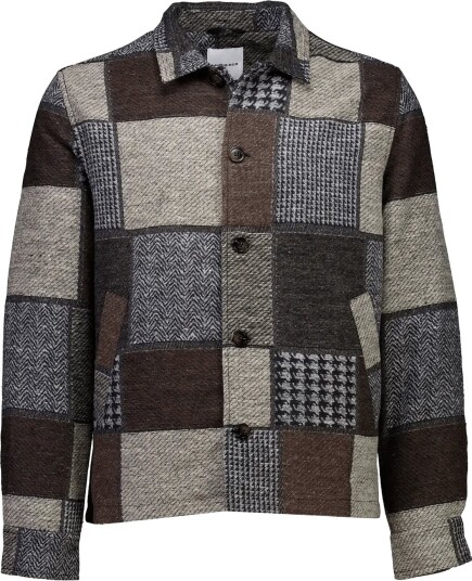Lindbergh Patchwork Jacquard Overshirt BROWN XL Lindbergh Patchwork Jacquard Overshirt BROWN XL