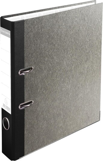 Exacompta Premium Touch A4 50 Mm Brevamper Svart Rygg/Grå Marmorert Med Etikett På Ryggen 20 Stk./Eske