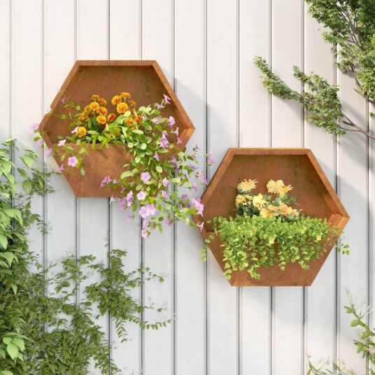vidaXL Vegghengte plantekasser 2 stk grå 46x10x40 cm cortenstål vidaXL Vegghengte plantekasser 2 stk grå 46x10x40 cm cortenstål