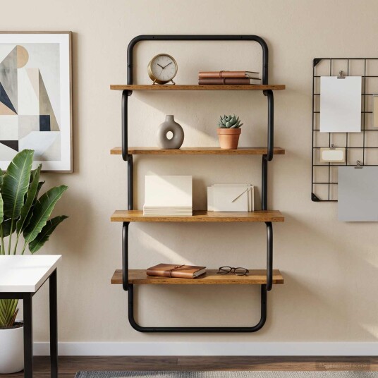 vidaXL 4 nivå vegghylle Gammelt tre 60 x 24,5 x 104 cm Konstruert tre
