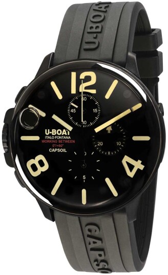 U Boat Herreklokke 8109/D Capsoil Sort/Gummi Ø45 mm