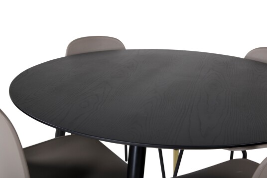 Venture Home Dipp Matgruppe 115 cm Rund med 4 Arctic stoler Sort/Guld