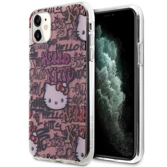 Hello Kitty Hkhcn61hdgptp Iphone 11 / Xr 6.1" Pink/Pink Hardcase Iml Tags Graffiti