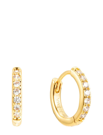By Jolima Verona Crystal Small Hoop Gold ONE SIZE 1 cm