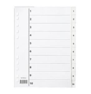 Plastregister A4 1-10 vit Plastregister A4 1-10 vit