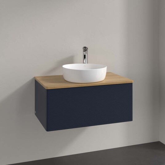 Villeroy & Boch  Antao Servantskap med 1 skuff 80x50x36 cm m/lys Blå Matt/Eik