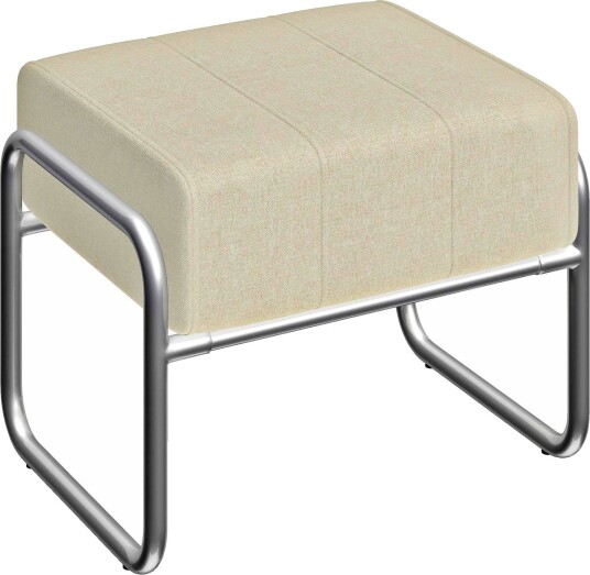Chenille fotskammel med tykk pute og stålben beige